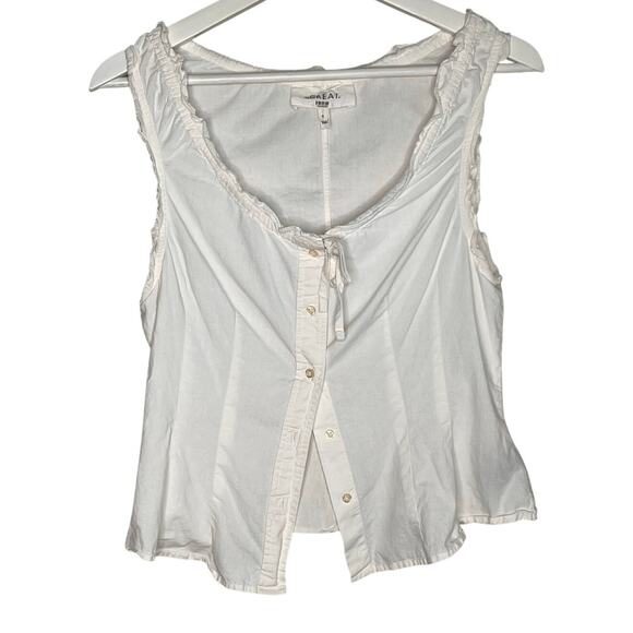 The Great. The Abbey Top Sleeveless Button-Front Tank Top True White Women's XS - Picture 5 of 10
